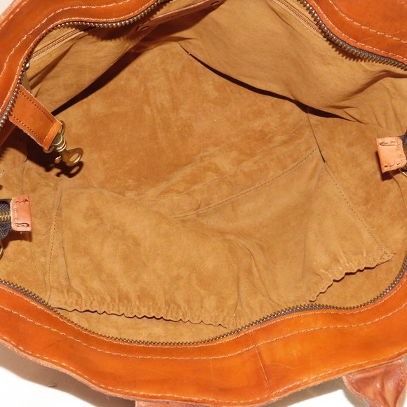 Patricia Nash Emiliano Med Rust Leather Tote Bag Woven With Tassels Purse - Picture 12 of 16